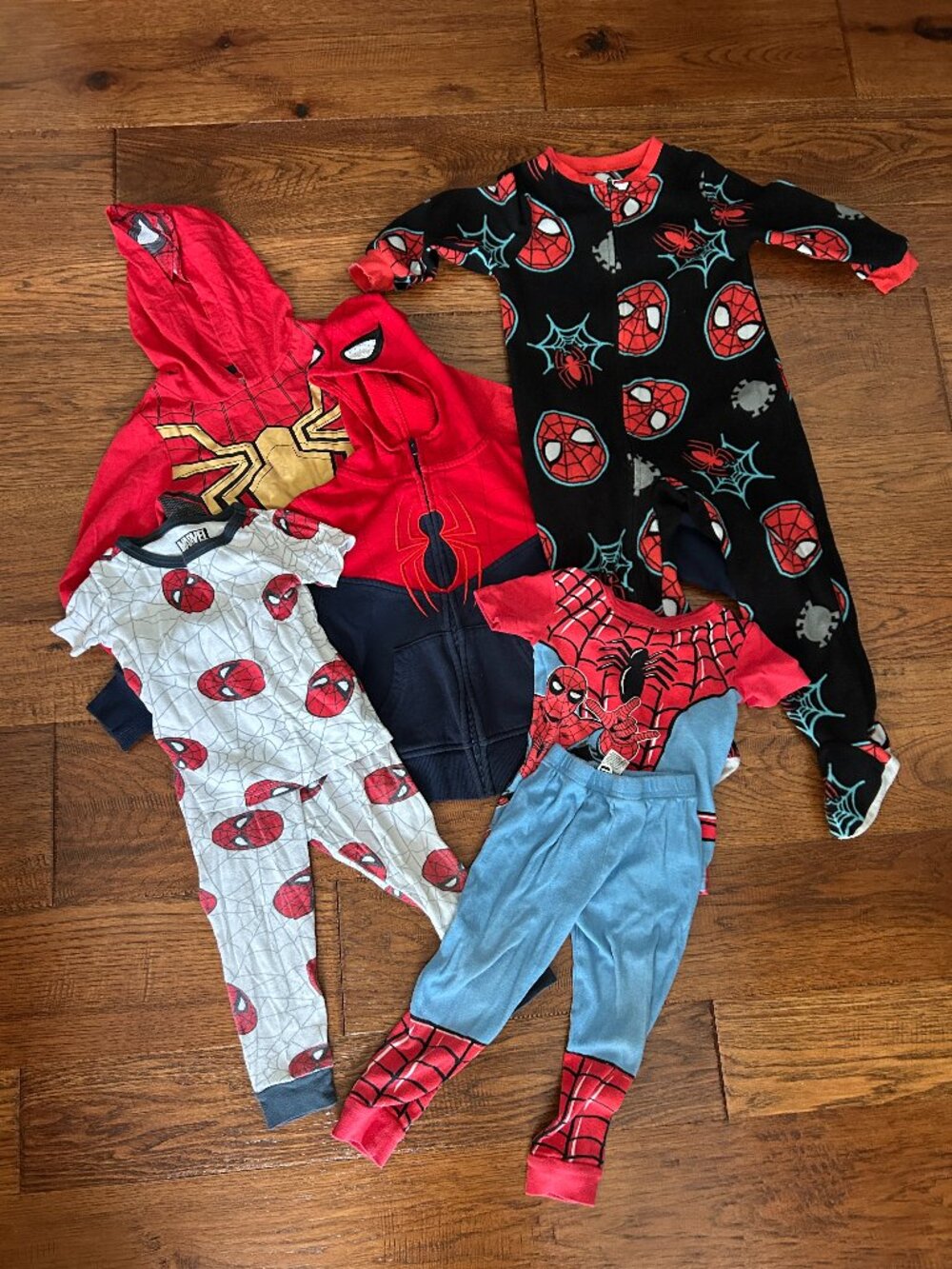 Kids Marvel Spiderman Clothes Bundle - Size 3T/4T Toddler - 5 Pieces, Sweater PJ